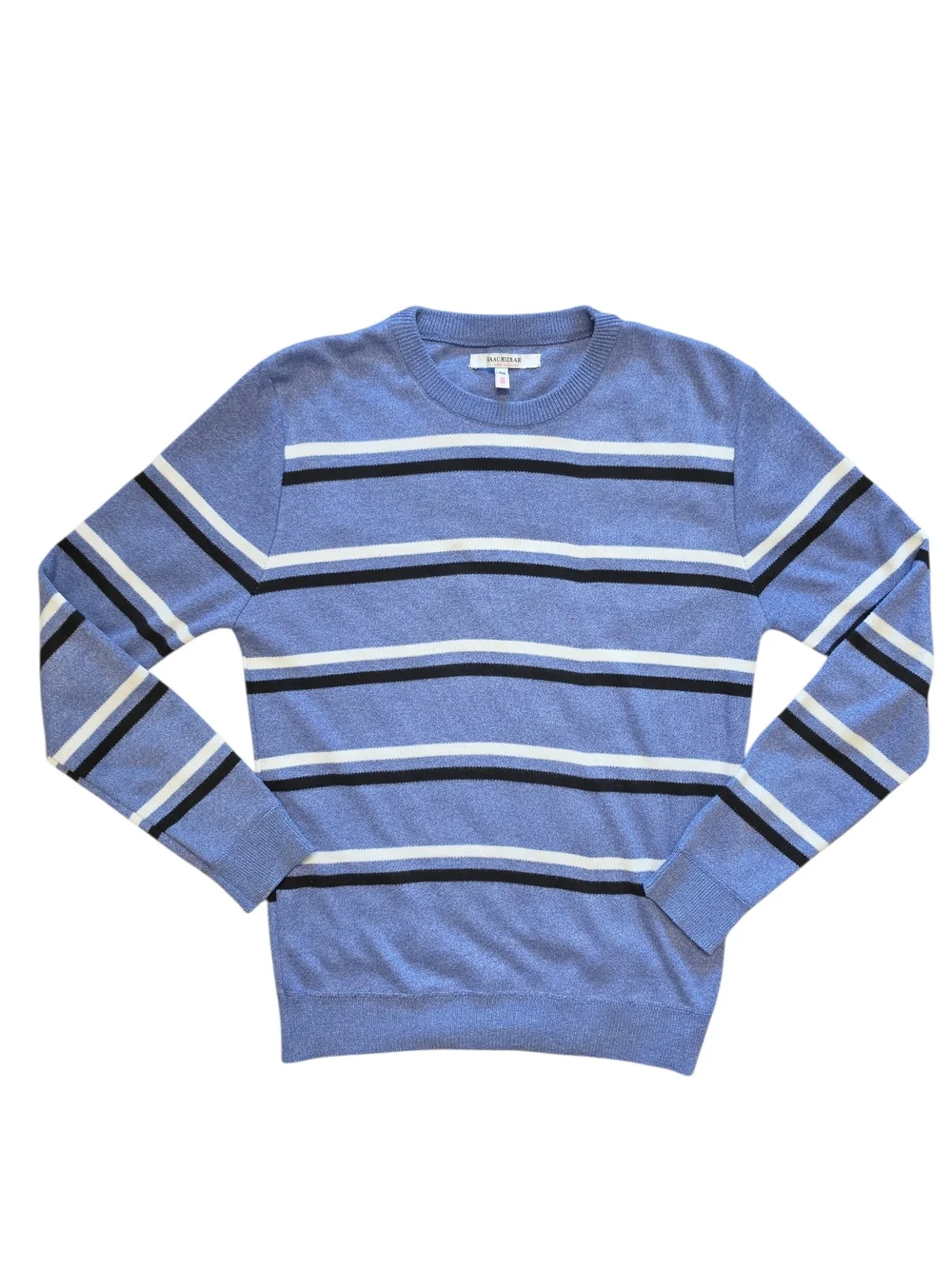 Isaac Mizrahi Blue Striped Knit Crewneck